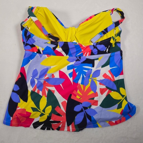 Anne Cole Women's Tropical Leaf Print Swim Tankini Top Plus Size 24W - Picture 4 of 7